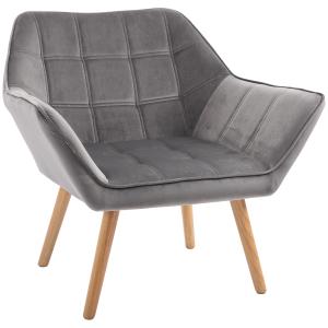 Fauteuil scandinave avec accoudoir rembourré en velours gri…
