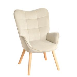 Fauteuil scandinave capitonné en velours côtelé beige