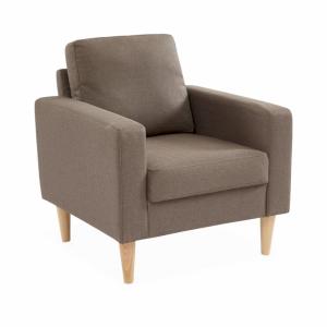 Fauteuil scandinave en tissu marron