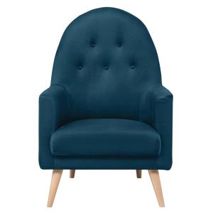 Fauteuil scandinave velours bleu