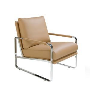 Fauteuil simili cuir et pieds acier