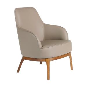 Fauteuil simili cuir et pieds en bois