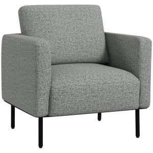 Fauteuil style contemporain métal noir tissu toucher lin gr…