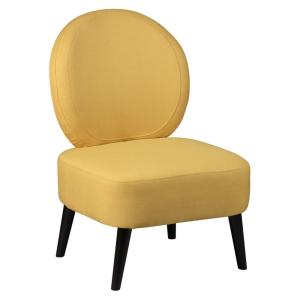 Fauteuil style scandinave en tissu jaune et pin massif