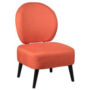 Fauteuil style scandinave en tissu orange et pin massif