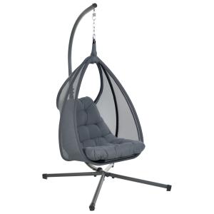 Fauteuil suspendu avec support tissu gris foncé