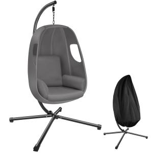 Fauteuil suspendu coussin d'assise épais pivotant 360° gris…