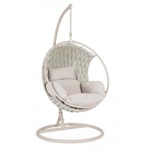 Fauteuil suspendu en acier beige et corde tissée beige Ø 10…