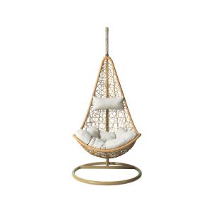 Fauteuil suspendu en poly rotin beige