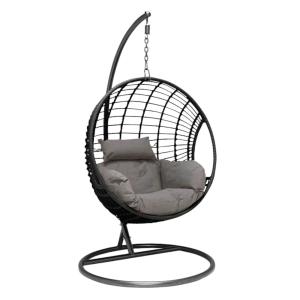 Fauteuil suspendu noir avec support en résine tressée