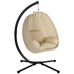 Fauteuil suspendu pliable en métal beige avec coussin 125x9…