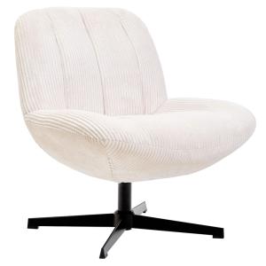 Fauteuil swivel pivotant en velours côtelé beige