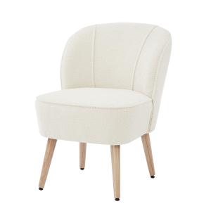 Fauteuil  tissu bouclette blanc