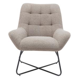 Fauteuil tissu effet laine bouclée gris foncé