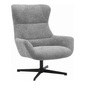 Fauteuil  tissu peluche gris pied pivotant métal noir