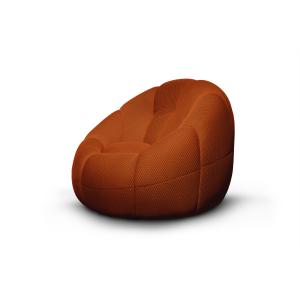 Fauteuil tissu rouge brique