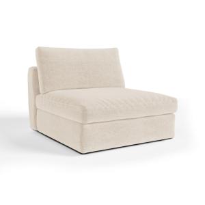 Fauteuil tissu tramé toucher doux beige