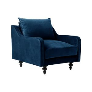 Fauteuil tissu velours H90 bleu
