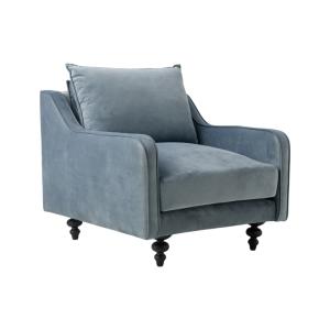 Fauteuil tissu velours H90 bleu gris