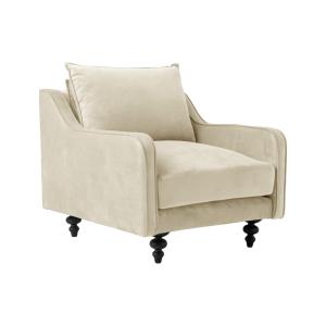 Fauteuil tissu velours H90 ecru