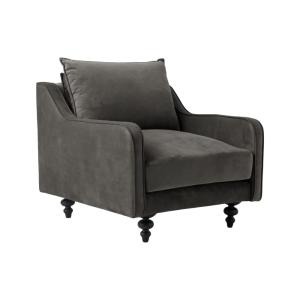 Fauteuil tissu velours H90 gris clair