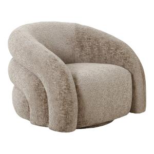 Fauteuil  tissu velours texturé beige pivotant