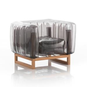 Fauteuil tpu noir cristal cadre en bois