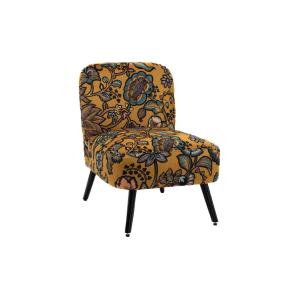 Fauteuil trendy en velours et pieds noirs jaune