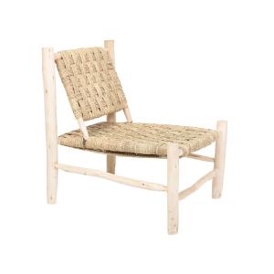 Fauteuil tressé en doum et bois d'eucalyptus