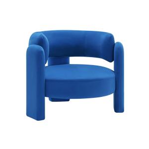 Fauteuil tripode en tissu bleu type feutrine
