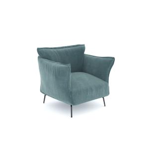 Fauteuil velours à motifs bleu océan