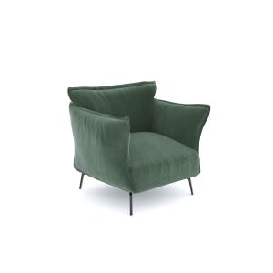 Fauteuil velours à motifs vert émeraude