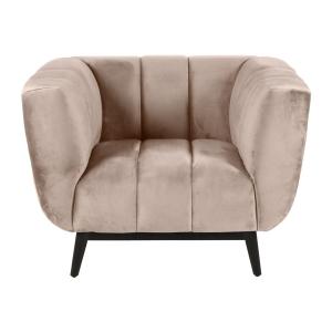 Fauteuil velours beige capitonné