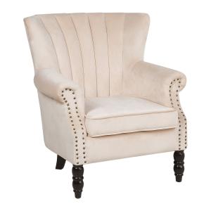 Fauteuil velours beige clair