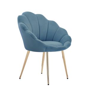 Fauteuil  velours bleu avec piétement doré