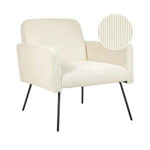 Fauteuil velours côtelé beige clair