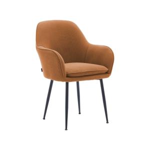 Fauteuil velours côtelé camel pieds en métal