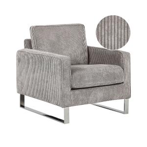 Fauteuil velours côtelé gris clair