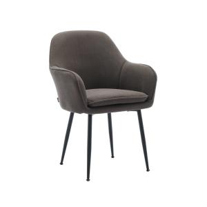 Fauteuil velours côtelé gris foncé pieds en métal