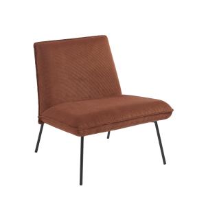 Fauteuil  velours côtelé terracotta