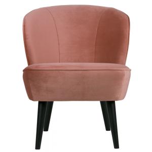 Fauteuil velours doux vieux rose