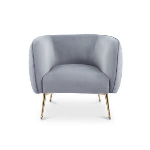 Fauteuil velours gris piètement en métal doré