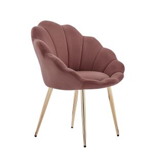 Fauteuil  velours rose avec piétement doré