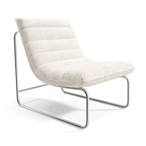 Fauteuil velours texturé écru