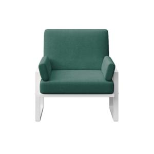 Fauteuil vert profond - cadre blanc