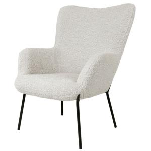 Fauteuil vintage en tissu bouclé écru