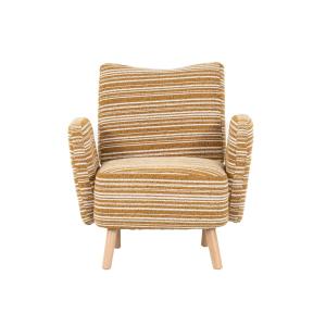 Fauteuil vintage en tissu bouclé rayures jaune moutarde et…