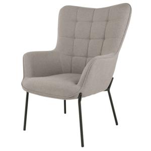 Fauteuil vintage en tissu bouclé taupe
