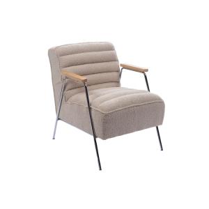 Fauteuil vintage en tissu bouclette beige et métal