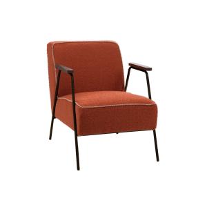 Fauteuil vintage en tissu uni et pieds métal orange